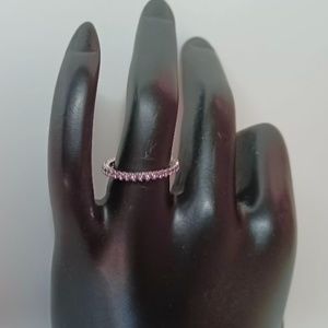 💗Dainty Swarovski Pink Crystal Silver Ring Sz 7